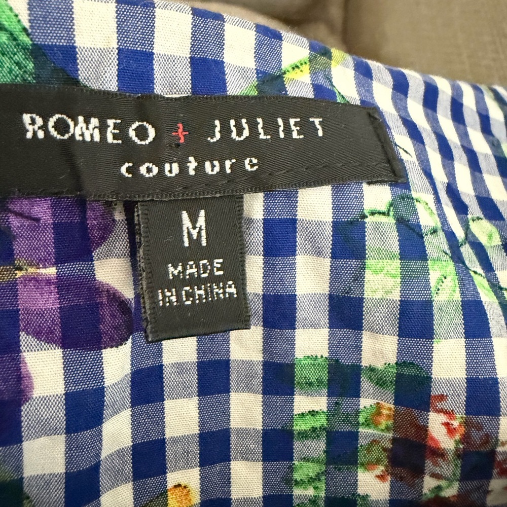 Romeo & Juliet Couture Blue Checkered Floral Dress - Picture 9 of 9